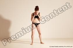 Underwear Martial art Woman White Moving poses Slim medium brown Dynamic poses Academic